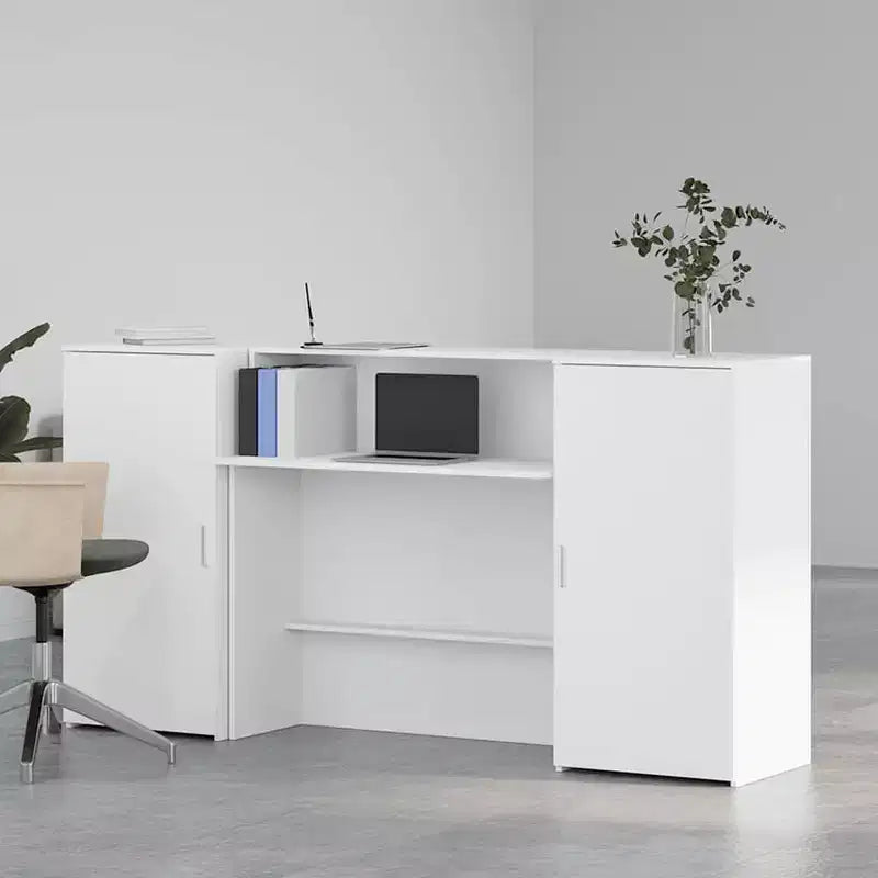 Reception Desk White Engineered Wood 78.7 in x 19.7 in x 40.7 in