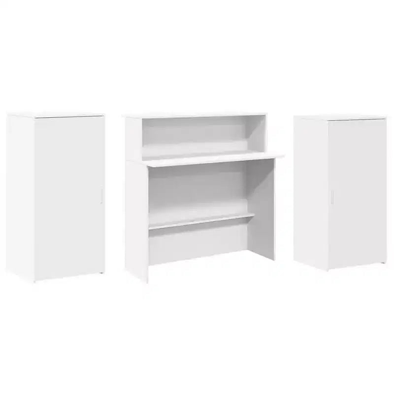 Reception Desk White Engineered Wood 78.7 in x 19.7 in x 40.7 in