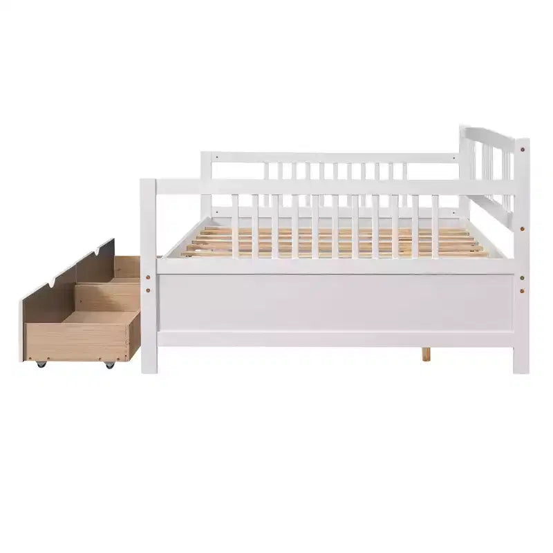 Modern Full Size Wood Daybed Bed with 2 Drawers for Living Room and Guest Room