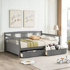 Modern Full Size Wood Daybed Bed with 2 Drawers for Living Room and Guest Room
