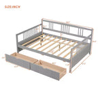 Modern Full Size Wood Daybed Bed with 2 Drawers for Living Room and Guest Room