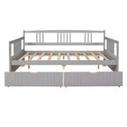 Modern Full Size Wood Daybed Bed with 2 Drawers for Living Room and Guest Room