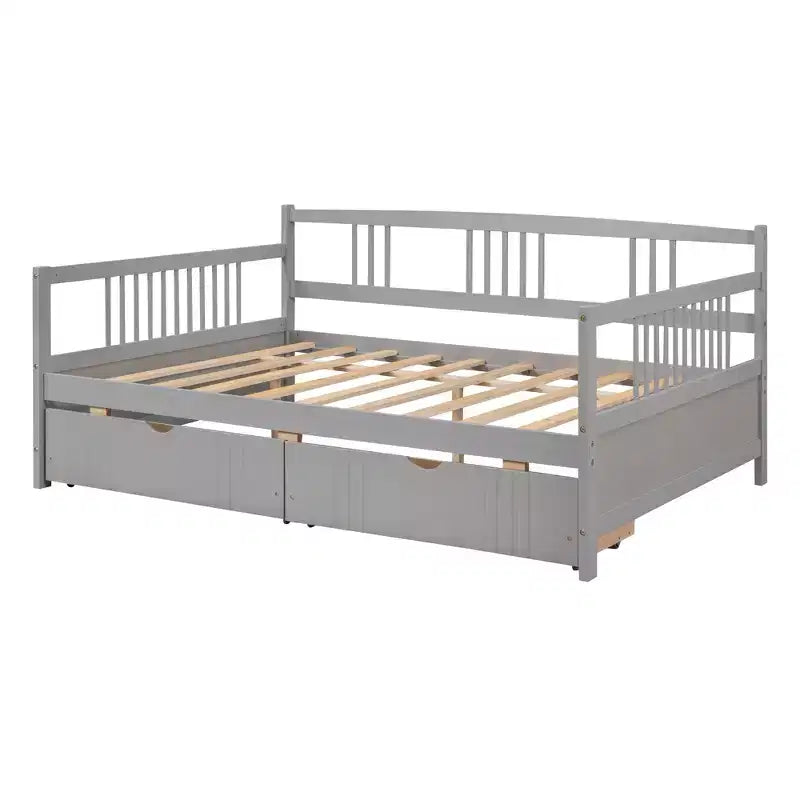 Modern Full Size Wood Daybed Bed with 2 Drawers for Living Room and Guest Room