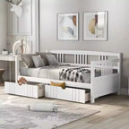 Modern Full Size Wood Daybed Bed with 2 Drawers for Living Room and Guest Room