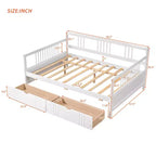 Modern Full Size Wood Daybed Bed with 2 Drawers for Living Room and Guest Room