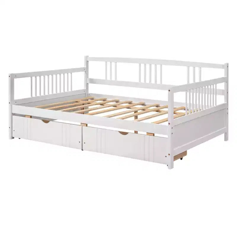 Modern Full Size Wood Daybed Bed with 2 Drawers for Living Room and Guest Room
