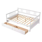 Modern Full Size Wood Daybed Bed with 2 Drawers for Living Room and Guest Room