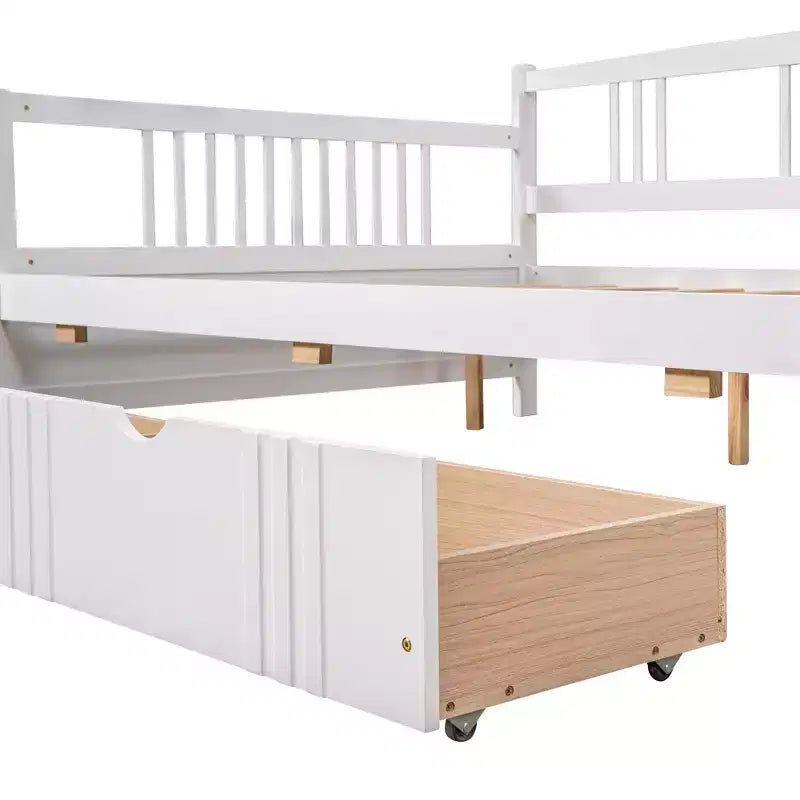 Modern Full Size Wood Daybed Bed with 2 Drawers for Living Room and Guest Room