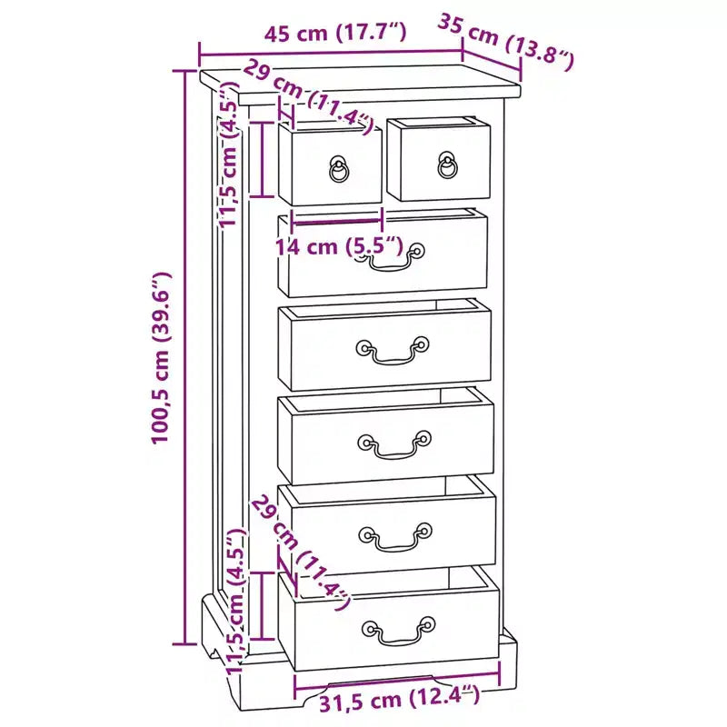 Chest of Drawers with Drawer Natural 17.72 x 13.78 x 39.57 in