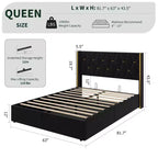 Storage Bed with Wingback Headboard, Modern Upholstered Bed Frame, Strong Wood Slats, No Box Spring Needed, Easy Assembly