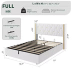 Storage Bed with Wingback Headboard, Modern Upholstered Bed Frame, Strong Wood Slats, No Box Spring Needed, Easy Assembly