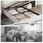 Storage Bed with Wingback Headboard, Modern Upholstered Bed Frame, Strong Wood Slats, No Box Spring Needed, Easy Assembly