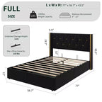 Storage Bed with Wingback Headboard, Modern Upholstered Bed Frame, Strong Wood Slats, No Box Spring Needed, Easy Assembly