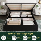 Storage Bed with Wingback Headboard, Modern Upholstered Bed Frame, Strong Wood Slats, No Box Spring Needed, Easy Assembly