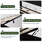 Storage Bed with Wingback Headboard, Modern Upholstered Bed Frame, Strong Wood Slats, No Box Spring Needed, Easy Assembly