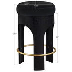 Black Finish Velvet Upholstered Counter Stool
