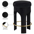 Black Finish Velvet Upholstered Counter Stool