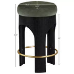 Black Finish Velvet Upholstered Counter Stool