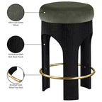 Black Finish Velvet Upholstered Counter Stool