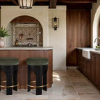 Black Finish Velvet Upholstered Counter Stool