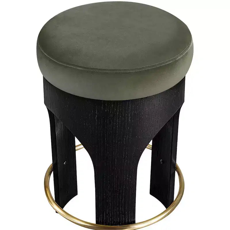 Black Finish Velvet Upholstered Counter Stool