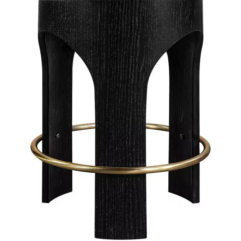 Black Finish Velvet Upholstered Counter Stool