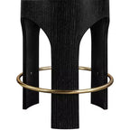 Black Finish Velvet Upholstered Counter Stool