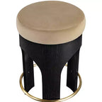 Black Finish Velvet Upholstered Counter Stool