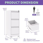 3 Drawer Metal Vertical File Cabinet with Lock Office Home Steel File Cabinet