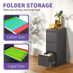 3 Drawer Metal Vertical File Cabinet with Lock Office Home Steel File Cabinet