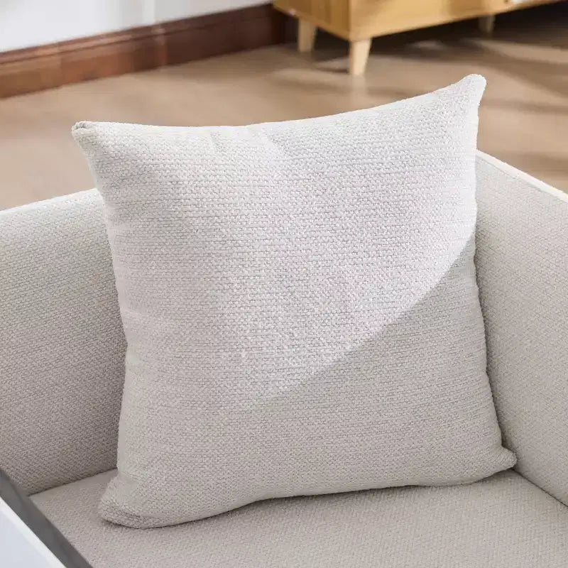 Chenille Upholstered Single Sofa with Side Table