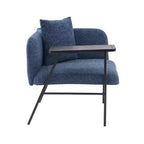 Chenille Upholstered Single Sofa with Side Table