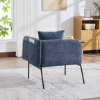Chenille Upholstered Single Sofa with Side Table