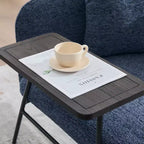 Chenille Upholstered Single Sofa with Side Table