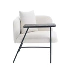 Chenille Upholstered Single Sofa with Side Table