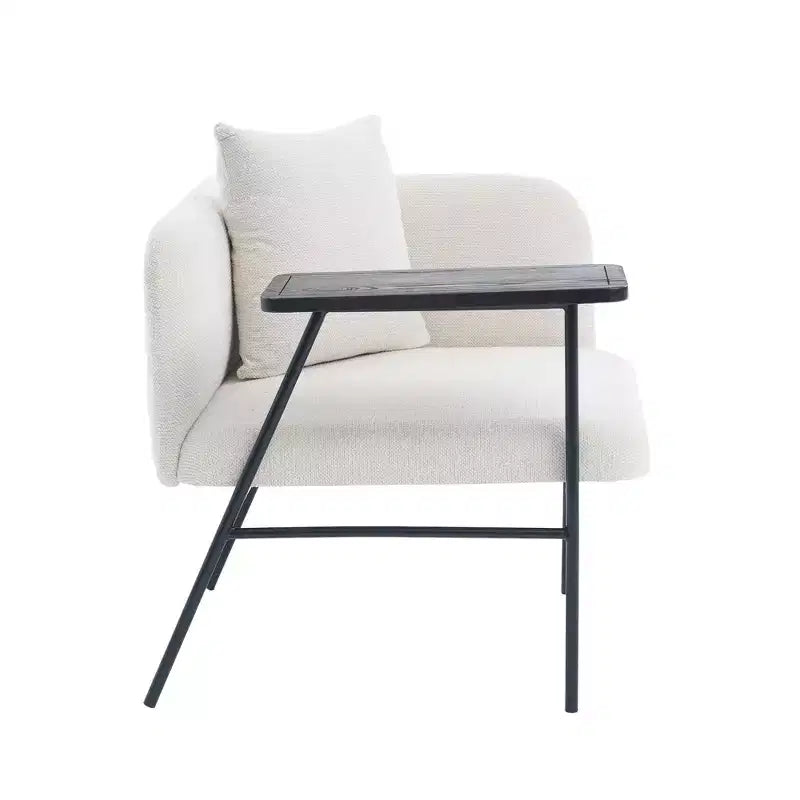 Chenille Upholstered Single Sofa with Side Table