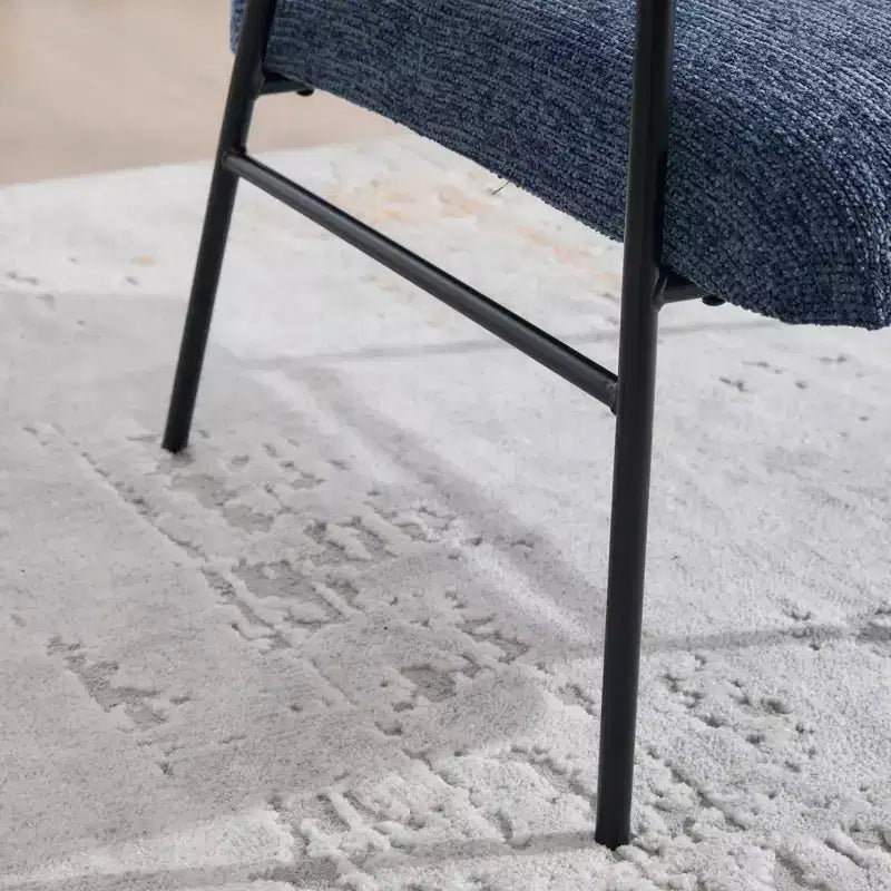 Chenille Upholstered Single Sofa with Side Table