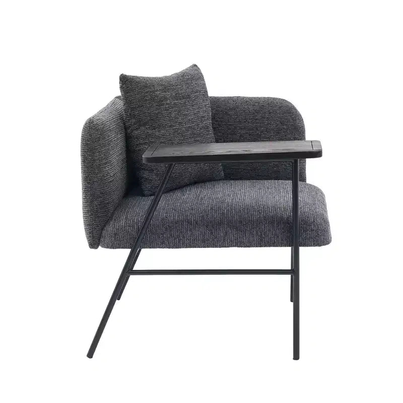 Chenille Upholstered Single Sofa with Side Table