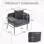 Chenille Upholstered Single Sofa with Side Table