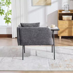 Chenille Upholstered Single Sofa with Side Table