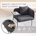 Chenille Upholstered Single Sofa with Side Table