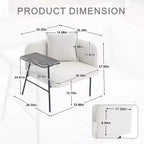 Chenille Upholstered Single Sofa with Side Table