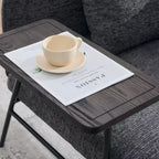 Chenille Upholstered Single Sofa with Side Table