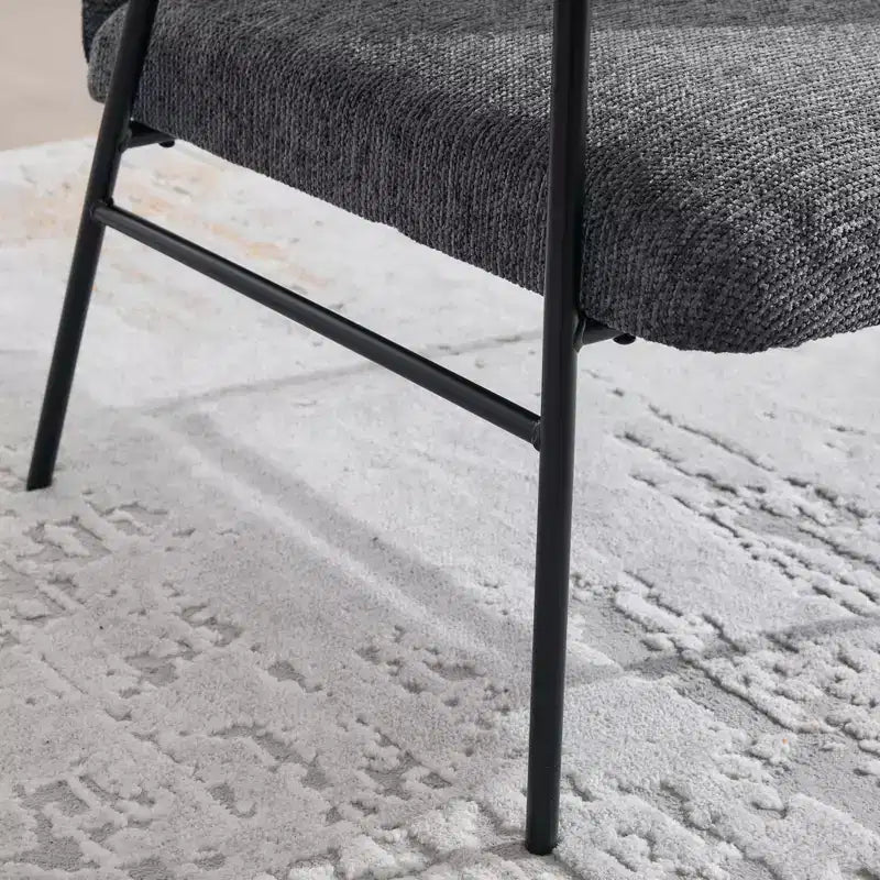 Chenille Upholstered Single Sofa with Side Table