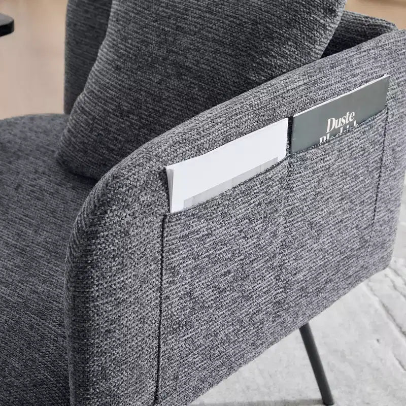 Chenille Upholstered Single Sofa with Side Table