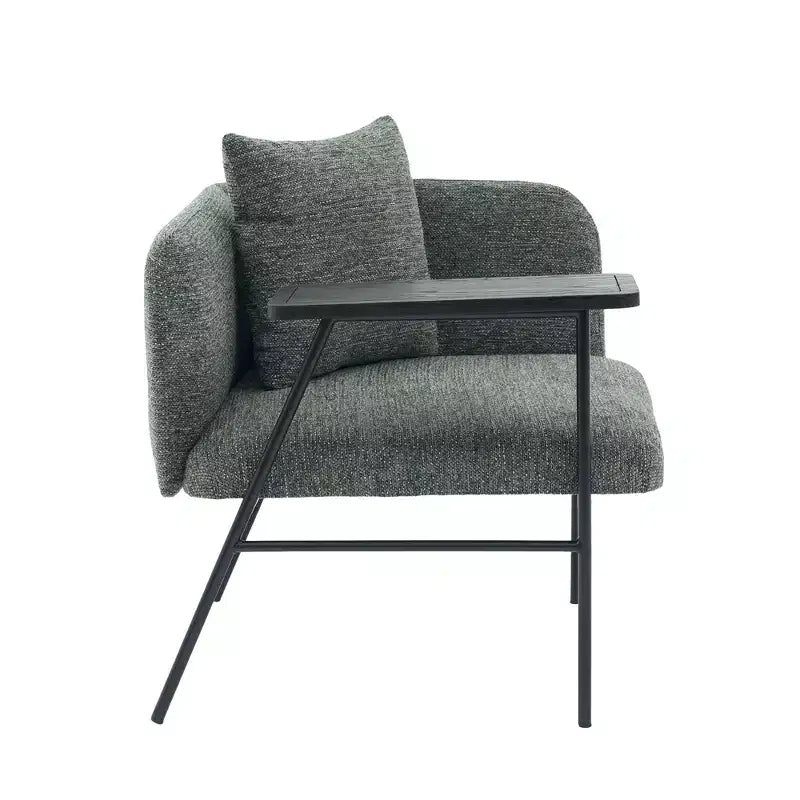 Chenille Upholstered Single Sofa with Side Table