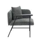 Chenille Upholstered Single Sofa with Side Table