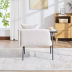 Chenille Upholstered Single Sofa with Side Table