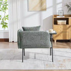Chenille Upholstered Single Sofa with Side Table