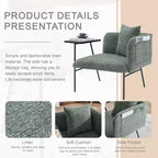 Chenille Upholstered Single Sofa with Side Table